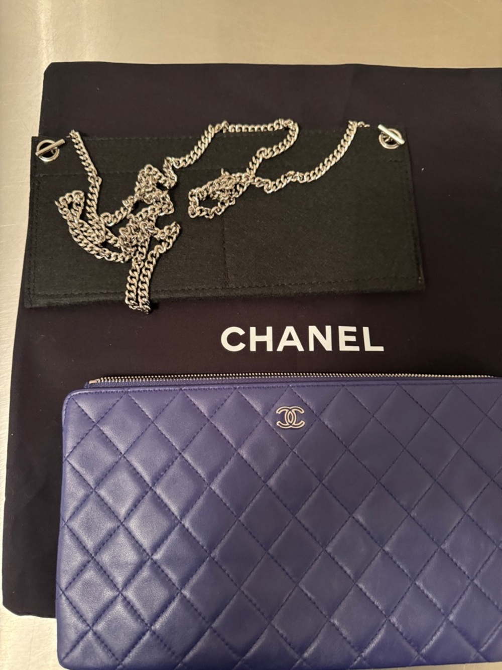CHANEL Quilted Lambskin Clutch with Chain Pouch - Deep Blue - Picture 10 of 14